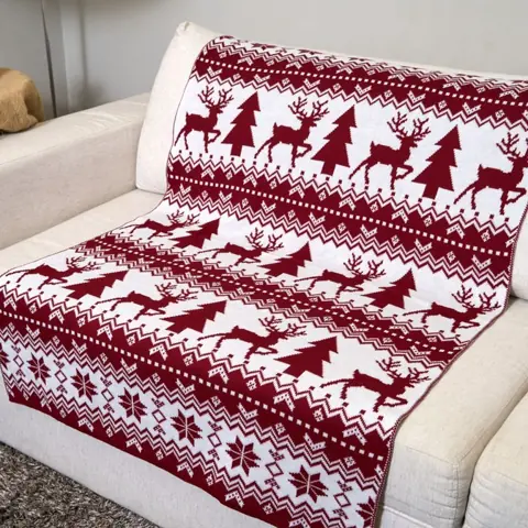 Manta Decoração Natal Sofá Sala Trico Premium - 40078