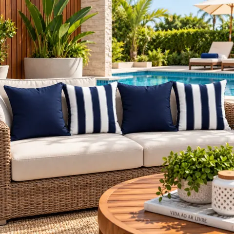 Kit 4 Capas de Almofada Impermeável 43x43 cm Área Interna e Externa Casa Praia Piscina