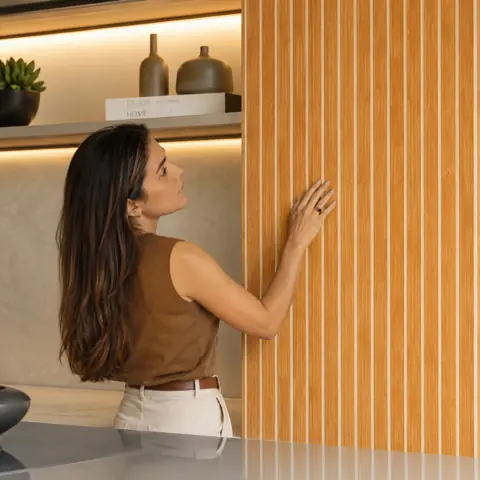 KIT 20 até 40 Revestimento Painel 90X11 De Parede Ripado Decorativo MDF Autocolante