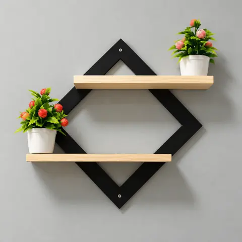 Kit Prateleira Suspensa Decorativa de pinus Suporte para Plantas Nicho Rustico Pinus e MDF