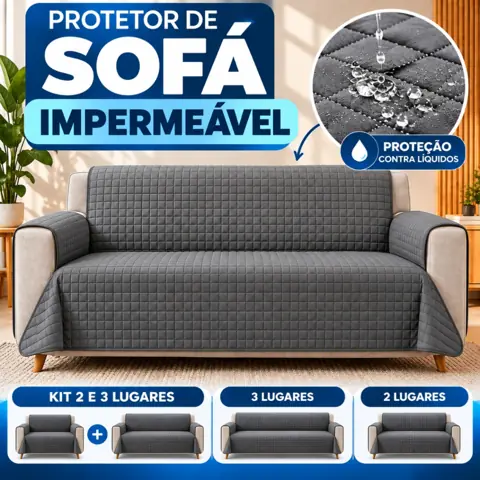 Kit Capa de Sofá 2 e 3 Lugares Impermeável Matelada em Microfibra com Protetores de Braço