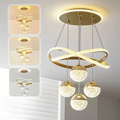 3 Cores 110V-220V Lustre de Teto LED Para Sala De Jantar e Estar Romântico Luxo Escandinavo