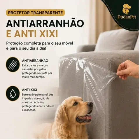 Protetor Anti Xixi e Anti Arranhão Sofá Móveis Adesivo Cachorro Gato Transparente 30X300cm +