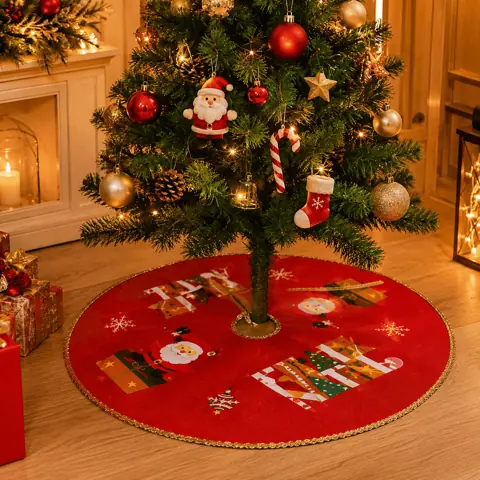 Saia para Árvore de Natal 40cm 60cm 90cm Tapete Base Decorativa Vermelha Papai Noel Decoração Natalina