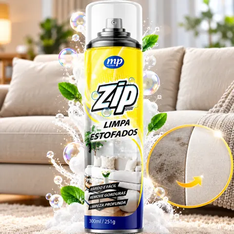 Kit Até 4 Unidades de Limpa Estofados Espuma Mágica Limpa a Seco Perfumado Lavanda Zip Clean Spray 300ml