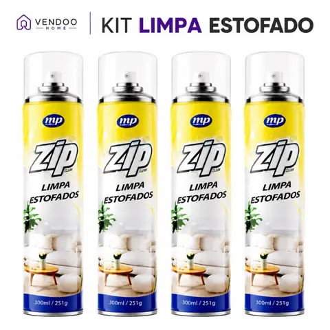 Kit Limpa Estofados Spray Zip Clean 300ml Remove Sujeira Sofa Carro Tapete