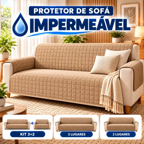 Protetor de Sofá Impermeável 2 e 3 Lugares Matelado em Microfibra Jogo de Capa para Sala