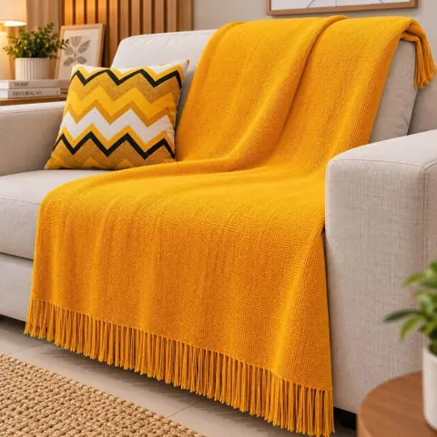Manta Para Sofá 2,20x1,50 Decoração Com Nó nas pontas * *
