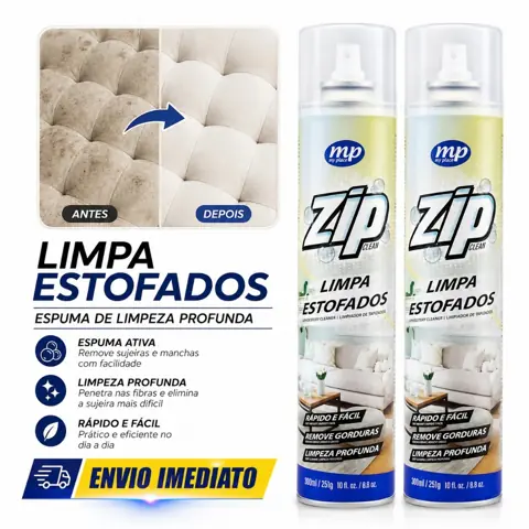 Limpa Estofados Zip 300ml Espuma Spray Limpeza Profunda Sofá Estofado Banco de Carro
