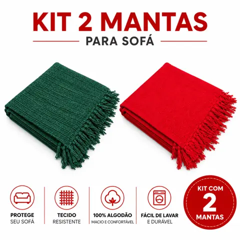 Kit 2 Mantas Decorativa 210x120 Natal Manta Natalina De Sofá