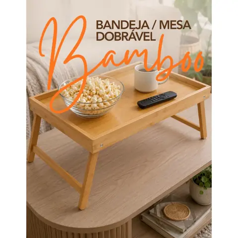 Bandeja para Café da Manhã Bambu Dobrável Retrátil Mesa de Cama Notebook Tablet Jantar Sofá Mesa Portátil...
