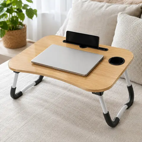 Mesa Dobrável para Notebook Cama Sofá com Porta Copo Suporte Celular Tablet Multiuso Portátil Café da Manha...