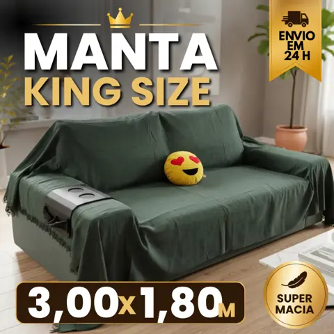 KIT 2 MANTAS KING SIZE 3,00M x 1,80M p/ Sofá e Cama Grande Grossa Decoração Sala Protetora Decorativa