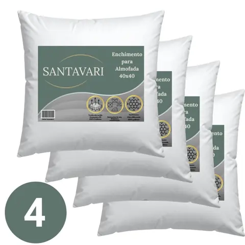 Kit 4 Enchimentos de Almofada 40x40 - Fibra Siliconada com Capa TNT 40g