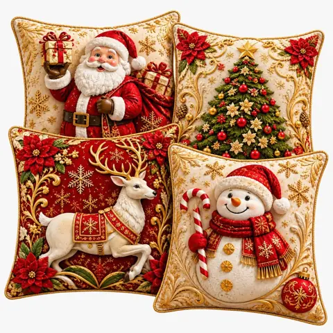 Capa de Almofadas 1 e 4 Decorativas 45x45 Estampas Natalinas estampa premium 2026 PAPAI NOEL SACO NAS COSTA F...