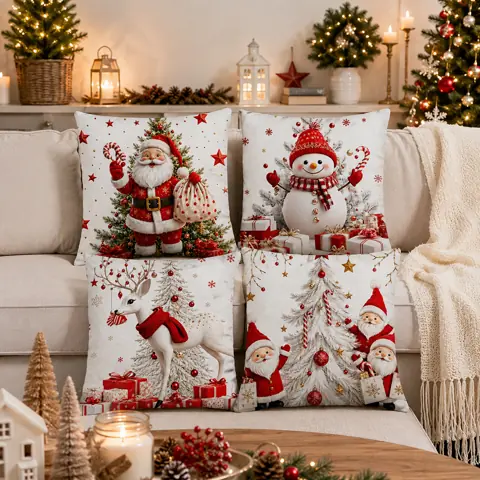 Kit 4 capas de almofadas decorativas natal papai noel boneco de neve feliz natal rena original