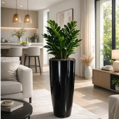 Vaso de Planta Ibiza Cone Polido Marmorizado P ao G Decoração Jardim e Sala Escolha tamanho
