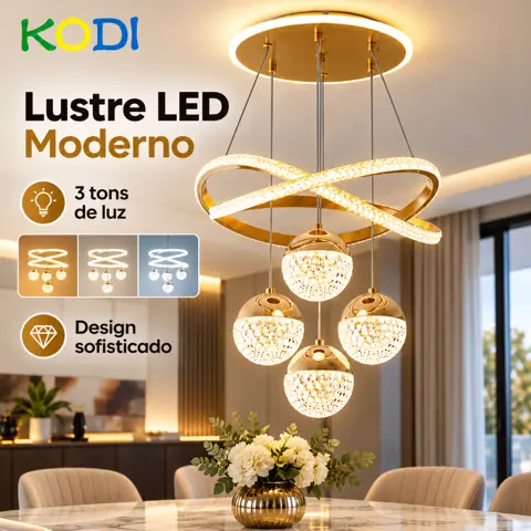 Lustre de Cristal 3 Cores, Lustre para Sala de Jantar e Quarto Moderno de Cristal 110V/220V -O16/O15