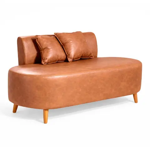 Sofa Organico Feijão Curvo De 1,15 Metro Para Sala Closet Tecido Corino Com 02 Almofadas Visammer
