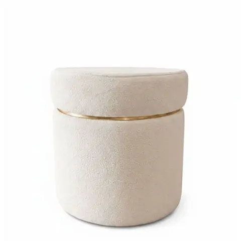 Puffs Com Detalhes Dourados Em Tecido Em Boucle - Let Móveis