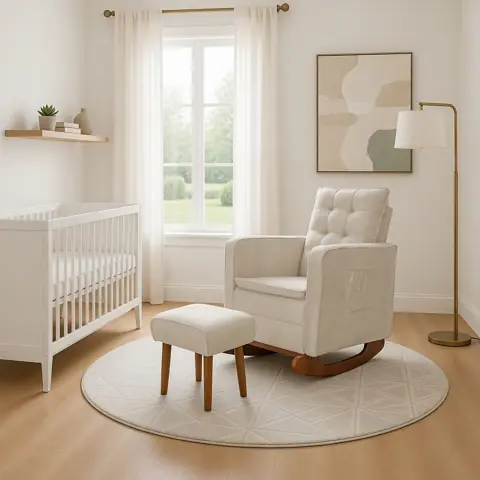 Poltrona para Sala com Base de Balanço e Puff Decorativa Descanso Confortável - Poltrona para Quarto...
