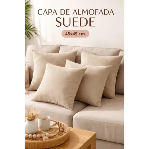 Kit 4 e 2 Capas de Almofada Suede Veludo Luxo Tamanho 45x45 Zíper Invisível Conforto e Sofisticação