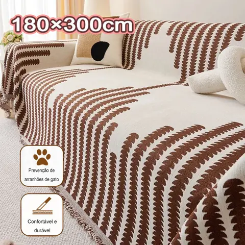 Capa De Sofá Antiderrapante E Antirriscos De 180 X 300 Cm, Manta De Sofá Multiuso Em Chenille, Antirriscos...