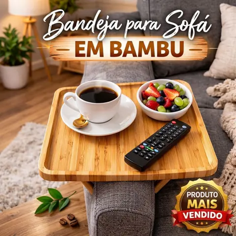 Bandeja dobrável de bambu para braço do sofá Porta copo celular controle Multifuncional para sala quarto...