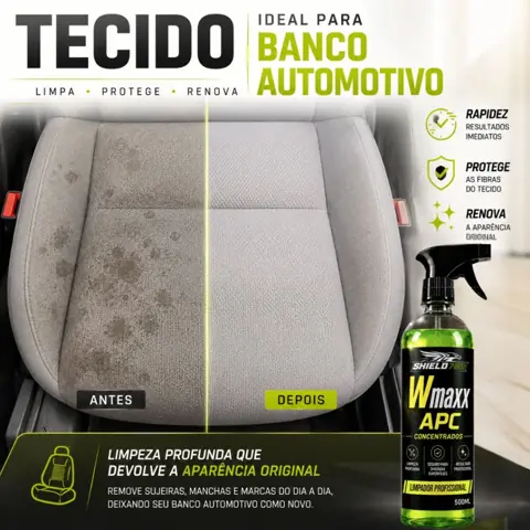 Limpa Estofado Automotivo Multiuso APC 500ml Wmaxx Concentrado - Higienização Bancos Tetos