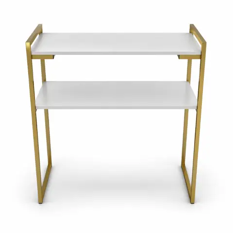 Aparador Industrial Duplo Cantinho De Café Branco Dourado Preto Moderno Sala Quarto Copa Resistente MDF