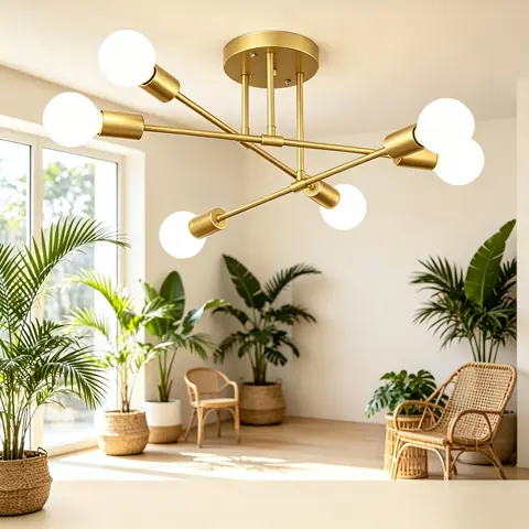 Lustre Semi-Embutido Moderno e Sofisticado em Ferro para Sala Estar Quarto Suite Corredor Cozinha