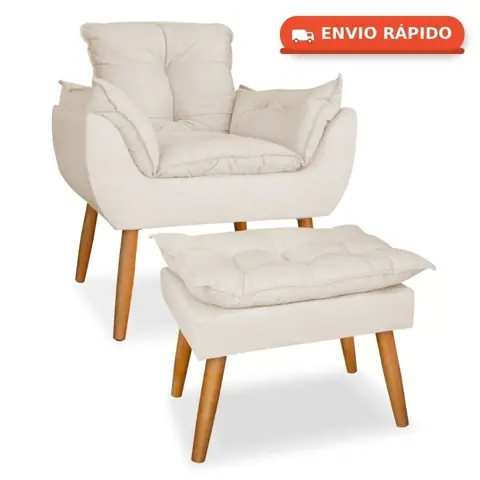 Kit poltrona opala+puff para amamentação suede pé palito c