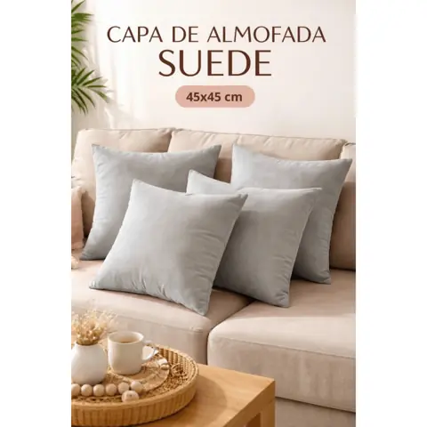 Kit 2, 4 e 6 Capas de Almofada Suede Veludo Luxo Tamanho 45x45 Zíper Invisível Conforto Sofisticação