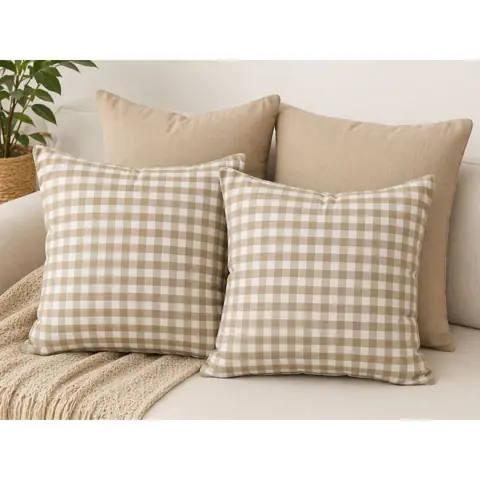 kit capas de almofada Xadrez Bege, Vermelha ou Verde - Elegância e Conforto para sua Casa