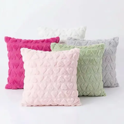 Capa de almofada 45x45 coracao relevo macia decorativa sofa sala quarto sem enchimento