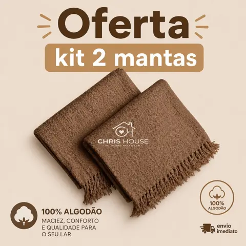 Kit 2 Manta Para Sofá, Cama Gigante King Elegante Decorativa Protetora Tamanho 2.10X1.20 Luxo 100% Algodão
