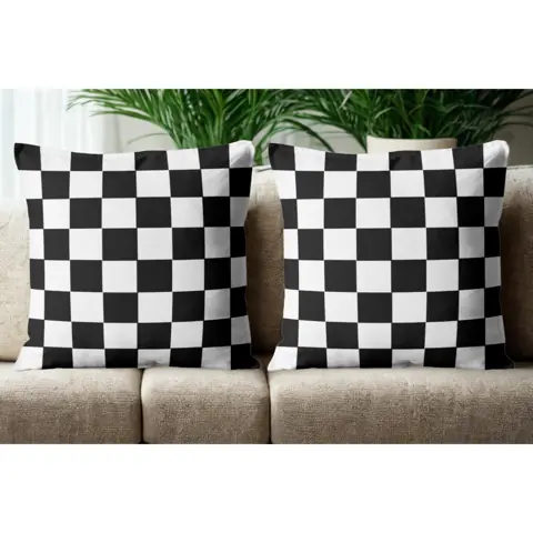 Kit 2 Capas de Almofadas Xadrez Preto - 45x45 - Com ou Sem Enchimento Decoração Sala Quarto