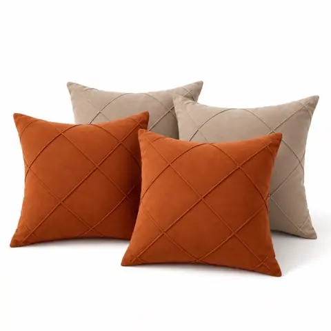 Kit 4 Capa Almofada Suede 40x40 Zíper Invisível Sala Sofá Cama