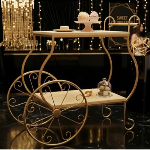Carrinho De Chá Elegante Bar Café Ferro Madeira Desmontável Decoração
