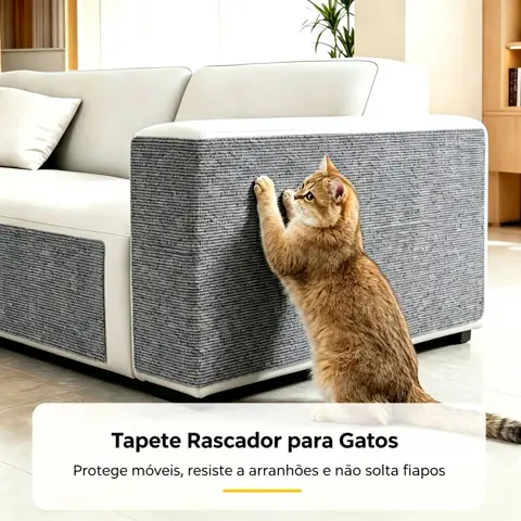 Tapete Arranhador para Gatos Autoadesivo Protetor Sofá Anti-Arranhão Resistente Não Solta Fiapos Corte Livre...