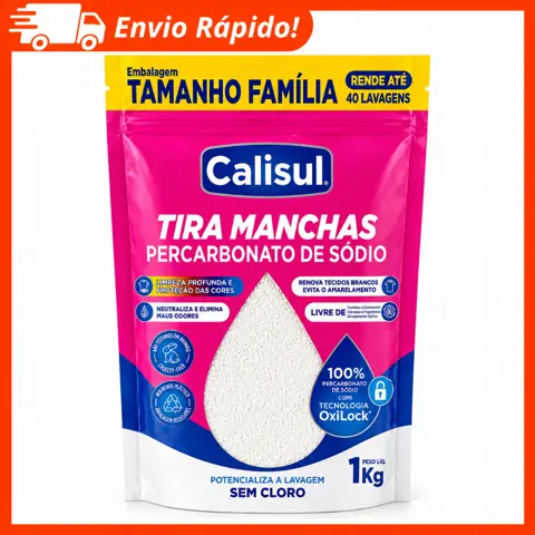 Percarbonato de Sódio Calisul Puro Granulado Removedor de Manchas para Roupas Brancas e Coloridas