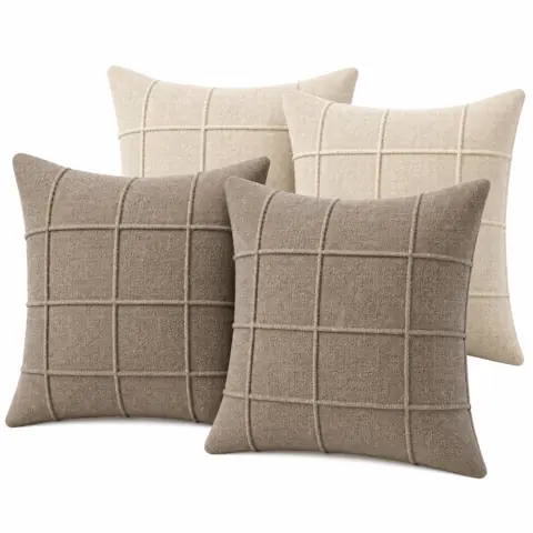 Kit Capa de Almofada Linho Premium 4 Peças 40x40 com Zíper Decorativa Sofá Sala