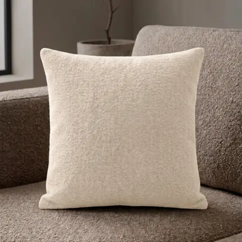 Capa de Almofada 45x45 Off-White Boucle Premium Luxo Decoração