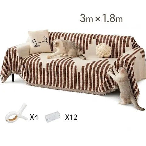 Capa Protetora de Sofá 180x300cm Antiderrapante Antiarranhões para Gatos e Pets com 16 Fixadores