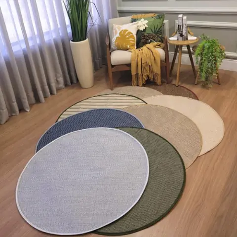 Tapete Sisal Redondo 100x100 Antiderrapante Elegante para Sala Quarto Escritório e Decoração