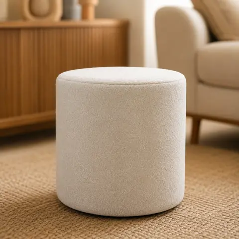 * EXCLUSIVO * Puff Banqueta Redondo Tecido Boucle Premium Decorativo - Cores