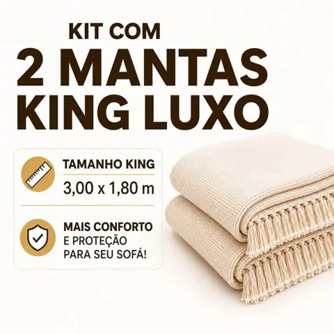 Manta Para Sofá Kit 2 Mantas Gigante Premium 3,00 x 1,80 M Protetora Decorativa De Luxo