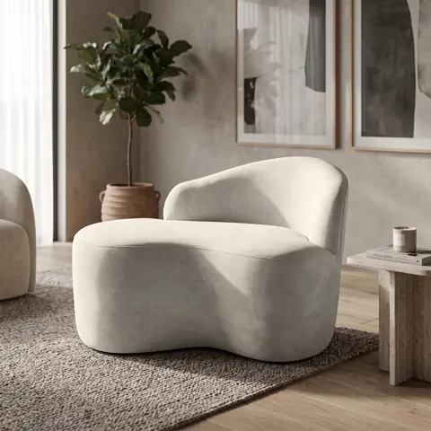 Mini Sofá Aurea Orgânico 2 Lugares Curvo Design Elegante Suede Compacto para Sala e Recepção