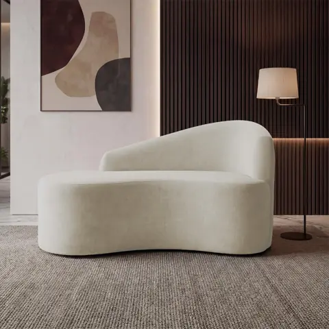 Mini Sofá Aurea Orgânico 2 Lugares Curvo Design Elegante Suede