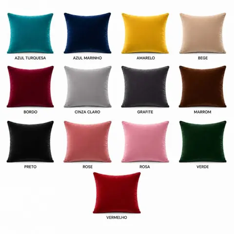 Almofada Decorativa de Veludo com Enchimento 33x33 cm para Sofá Poltrona e Cama